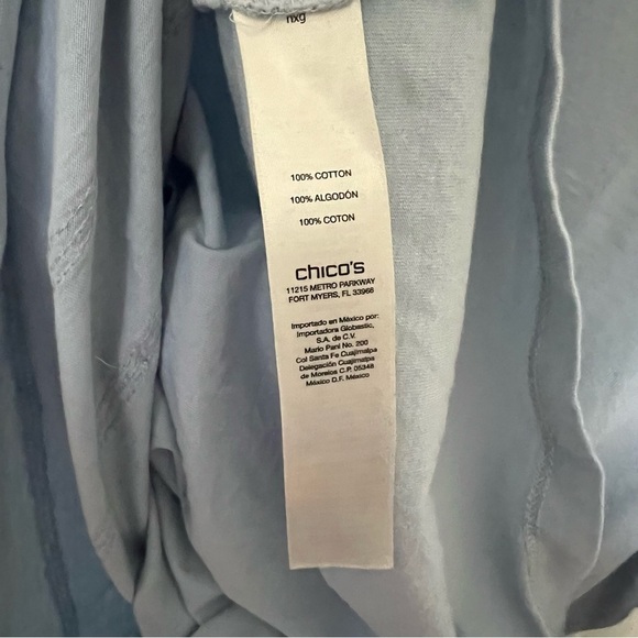 Chico's Women's Sequin Stripe Blouse Top 3/4 Sleeve‎ Pullover Blue Size 1 US M 8 - Picture 4 of 7